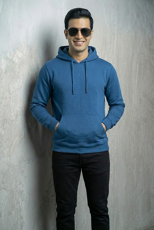 Peacock Blue Men Hoodie